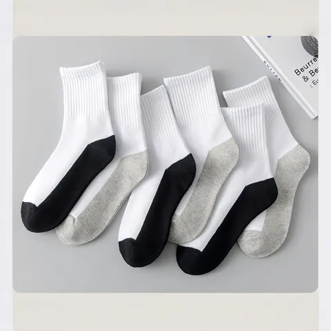 Unisex Mid Calf Sports Socks Breathable Sweat Absorbing Solid Color Colorblocking Casual Daily Wear Socks