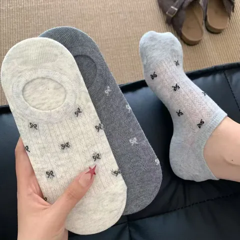 Women's Breathable Mesh Boat Socks Summer Thin Low Cut Short Socks Cute Bowknot Casual Daily Socks