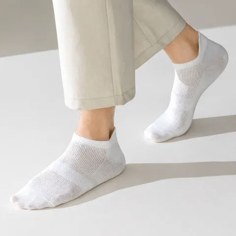 Men Short Boat Socks Breathable Mesh Solid Color Summer Casual Low Cut Socks Moisture Wicking Athletic Footwear
