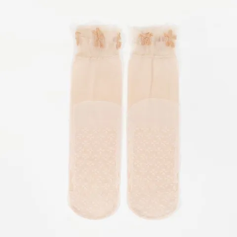 Women Ultra Thin Sheer Short Socks Clover Floral Lace Anti Slip Summer Stockings