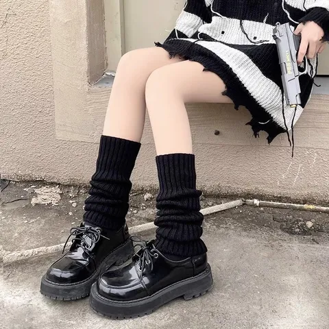 Scaldamuscoli in Maglia da Donna Invernali Caldi Calzini Slouch a Coste Vestibilità Aderente Maniche per Gambe Accessorio Moda