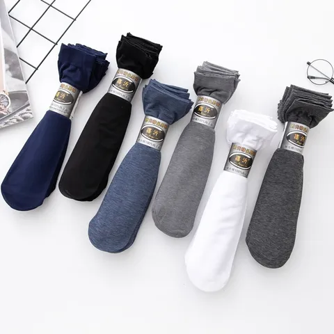 Mens Ultra Thin Breathable Mid Tube Socks Satin Finish Polyester Summer Business Solid Color Sweat Absorbent Dress Socks