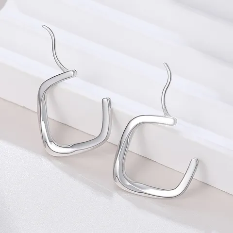Boucles d'Oreilles Clous Géométriques en Argent Sterling 925 Minimalistes pour Femmes Plaqué Or Blanc et Or Bijoux de Mode Français