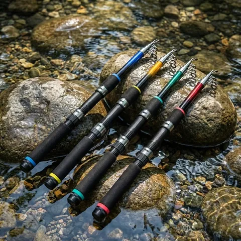 Canna da Pesca per Bambini Lure Telescopica in Fibra di Vetro Attrezzatura da Pesca Portatile per Pesca in Torrente all'Aperto