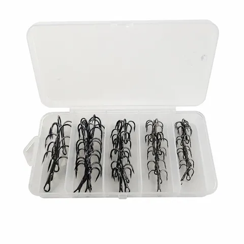 High Carbon Steel Treble Fishing Hooks Sharp Barbed Strong Anchor Hooks Saltwater Freshwater Fishing Tackle Accessories