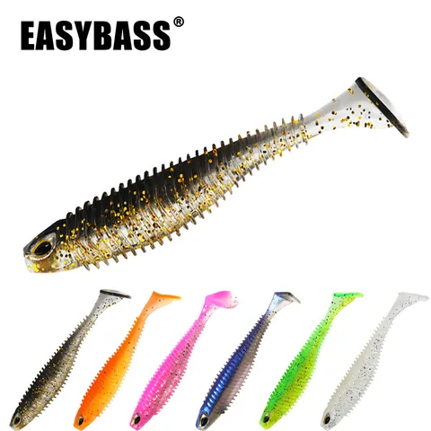 Soft Fishing Lure T-Tail Swimming Bait Threaded Artificial Bait Saltwater Freshwater Fishing Tackle For Bass Trout