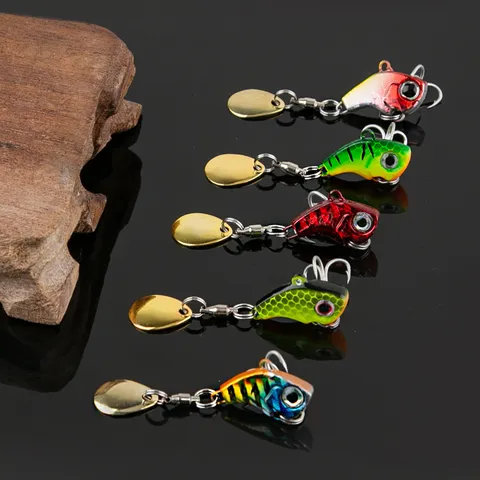Metal VIB Vibration Fishing Lure Set With Rotating Sequins Transparent Box Freshwater Saltwater Bait Kit