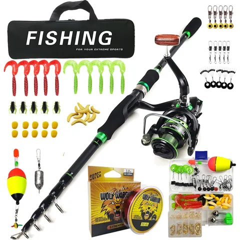 Tragbare Teleskopische Carbon Lure Angelrute Set Mit Spinnrolle Und Tragetasche Fluss Und Meeresangeln Ausrüstung