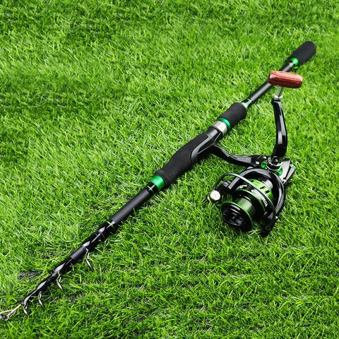 Tragbare Teleskopische Carbon Lure Angelrute Set Mit Spinnrolle Und Tragetasche Fluss Und Meeresangeln Ausrüstung