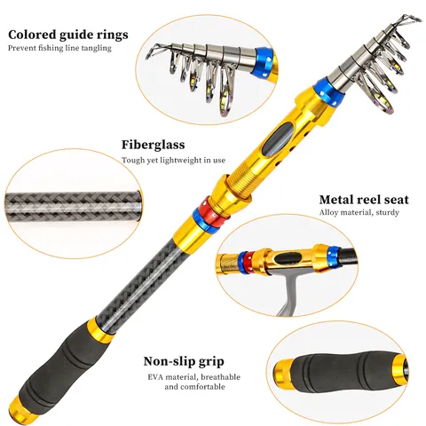 Carbon Fiber Telescopic Fishing Rod Portable Travel Sea Fishing Casting Pole With Smooth Guides Outdoor Sports Gear
