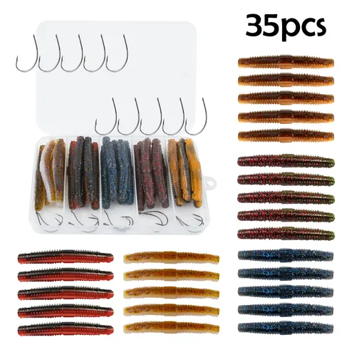 Boxed Tube Baits Soft Plastic Fishing Lures With Ned Rig Hooks Artificial Bait Tackle For Bass Trout Freshwater
