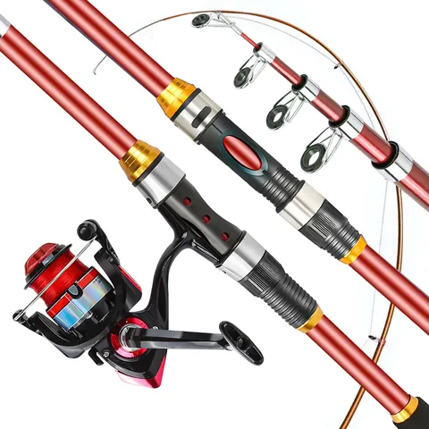 Portable Telescopic Fishing Rod And Reel Combo Full Kit Fiberglass Carbon Fiber Outdoor Travel Sea Freshwater Fishing Gear Set