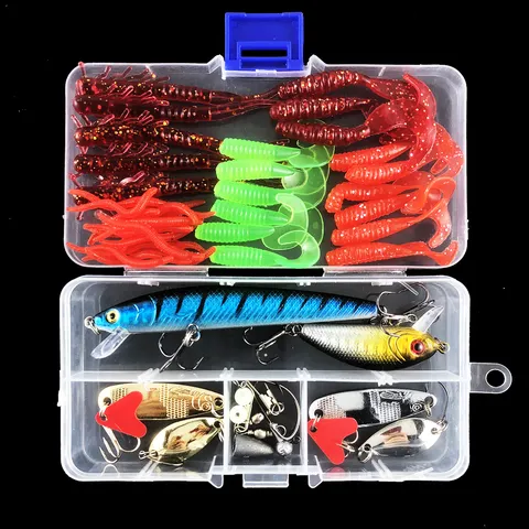 Set di Canne da Pesca Telescopiche in Fibra di Carbonio con Mulinello Baitcasting ed Esche per Pesca