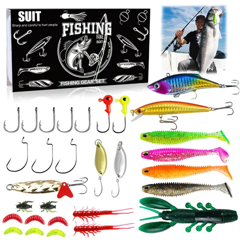 Set di Esche da Pesi Professionale Kit di Esche Artificiali Con Scatola per Attrezzatura Crankbait Jig Ami Per la Pesca all'Aperto