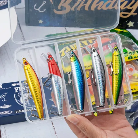 Kit di Esche da Pesca Sportiva All'Aperto Con Esche Dure Morbide Ami e Scatola per Attrezzatura Set Completo di Accessori da Pesca