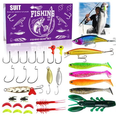 Set di Esche da Pesi Professionale Kit di Esche Artificiali Con Scatola per Attrezzatura Crankbait Jig Ami Per la Pesca all'Aperto