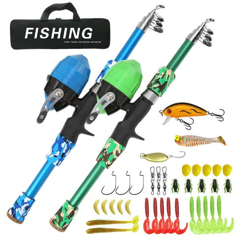 Portable Telescopic Fishing Rod Reel Combo Full Set With Lures Baits Hooks Carrier Bag Outdoor Travel Fishing Gear