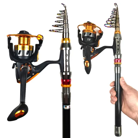 ZuryP Set Canne à Pêche en Mer Carbone Télescopique Moulinet Appâts Kit Complet Accessoire Pêche