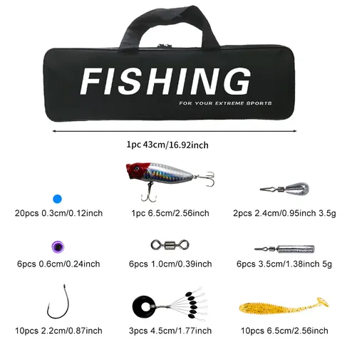 Set de Caña de Pesca Telescópica para Exteriores Carrete Bolsa de Señuelos Kit Completo