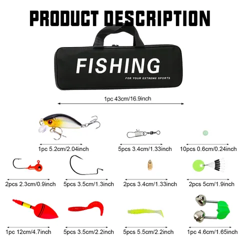 Conjunto de Caña de Pescar Telescópica Portátil Carrete Señuelo Anzuelo Kit de Aparejos de Pesca para Pescadores
