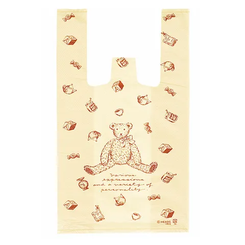 Cute Cartoon Bear HDPE Plastic Gift Packaging Bags Vest Handle Carrier Bags For Candy Jewelry Shopping Wrapping Favor