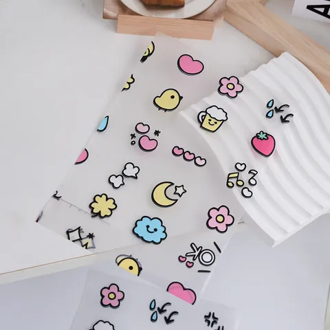 Süße Cartoon Blume Bedruckt Transluzent Mattiert Kunststoff Geschenktüte Kreative Flache Verpackung Beutel Für Lehrertag Party Leckereien Snacks Hüllen