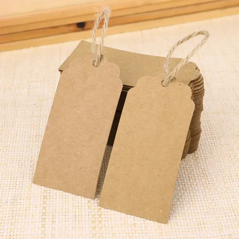 Vintage Minimalist Blank Kraft Paper Hang Tags Rounded Corner Scalloped Edge Labels For Wedding Gift Bakery Decor Cards