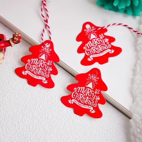 Cartellini Appesi in Carta a Forma di Albero di Natale Rossi Verdi Etichette per Confezioni Regalo Biglietti di Auguri per Decorazione della Festa di Natale