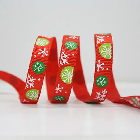 Christmas Grosgrain Ribbon With Snowflake Dot Pattern Printed Decorative Ribbon For Holiday Gift Wrapping Wedding Craft Decoration