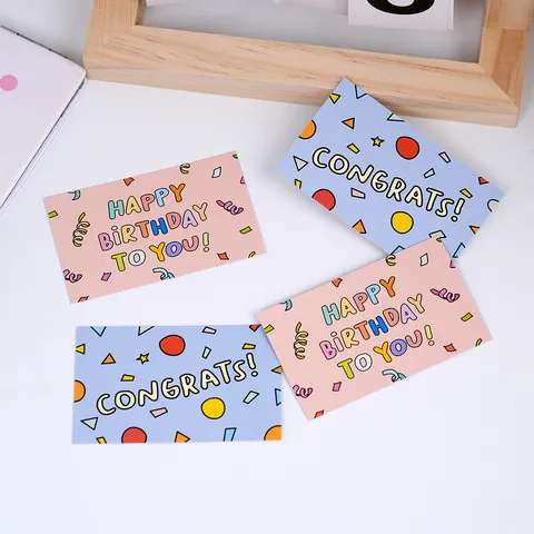 Minimalist Cartoon Happy Birthday Greeting Paper Card Cute Smiley Face Envelope Packaging Decorative Holiday Thank You Cards Gift Tags Accessories