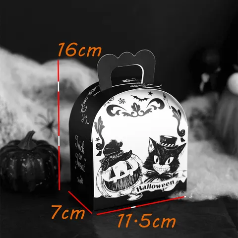 Halloween Pumpkin Cat Paper Box Handheld Trick Or Treat Candy Cookie Packing Case Festive Party Gift Bags Paperboard Box