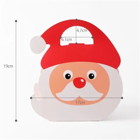 Boîtes Cadeaux en Papier de Noël Père Noël Renne Boîte d'Emballage pour Bonbons Biscuits Boulangerie Pochette de Fête avec Poignée