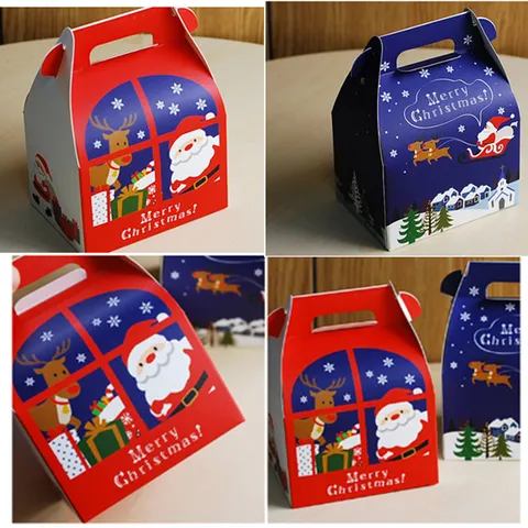 Christmas Candy Box Cartoon Paperboard Gift Box Santa Claus Elk Printed Handheld Chocolate Packaging Box Festive Party Supplies Decor