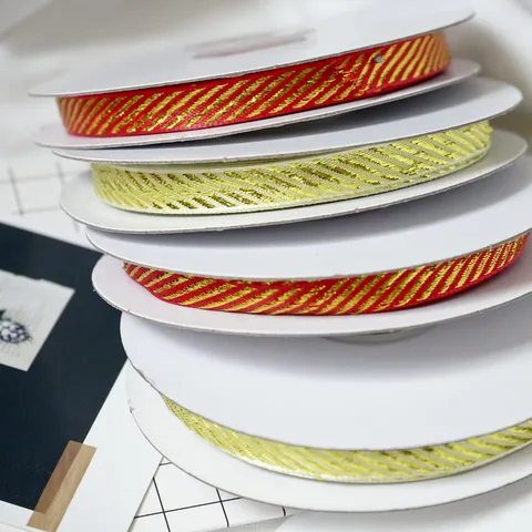 Köpergewebt Metallisch Polyester Geschenkband Für Verpackung Feiertag Hochzeit Basteln Deko Streifen Köpergestreift Glänzend Bänder Rolle