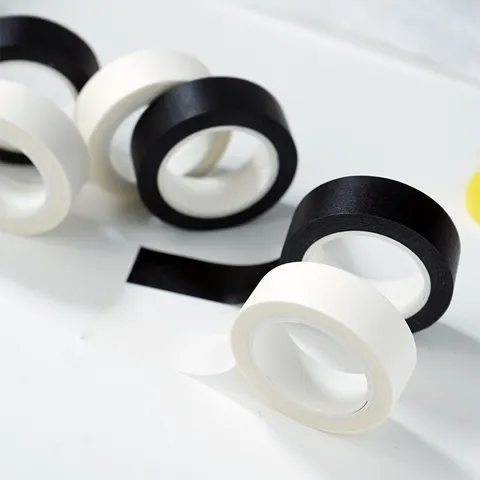 Cinta Washi Minimalista Negro Blanco Color Sólido Cinta de Enmascarar Decorativa para Álbumes de Recortes Diario Tarjeta Decoración Pared