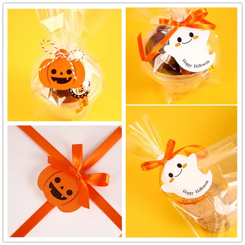 Halloween Geschenkanhänger Karton Kürbis Geist Hängende Etiketten Für DIY Handwerk Feiertag Geschenk Verpackung Dekorative Papier Anhänger