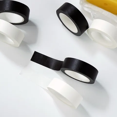 Cinta Washi Minimalista Negro Blanco Color Sólido Cinta de Enmascarar Decorativa para Álbumes de Recortes Diario Tarjeta Decoración Pared