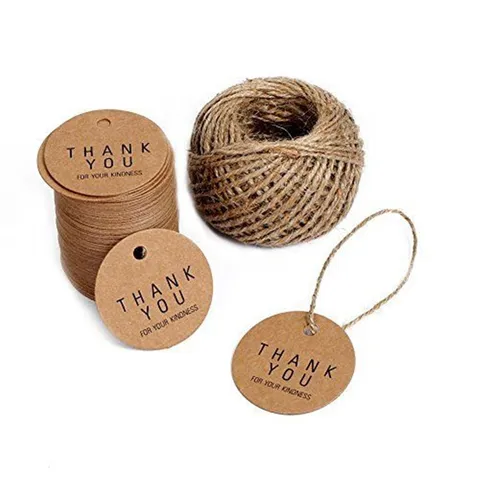 Round Retro Paper Gift Tags Printed Thank You Kraft White Black Garment Hanging Labels For Wedding Favor Bakery Gift Package Decor