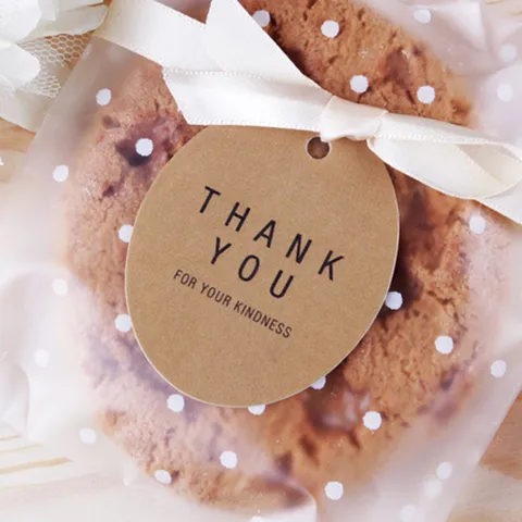 Round Retro Paper Gift Tags Printed Thank You Kraft White Black Garment Hanging Labels For Wedding Favor Bakery Gift Package Decor