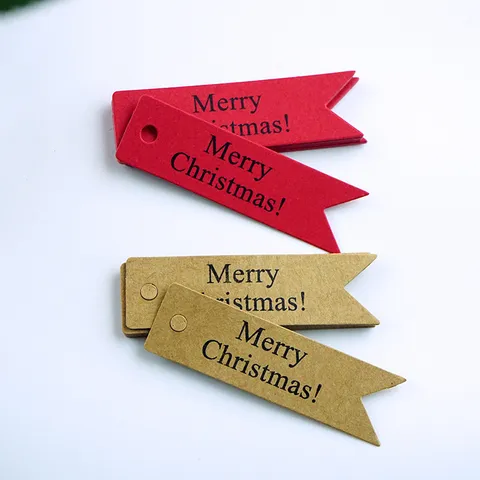 Etichette Regalo Vintage in Cartoncino Kraft a Coda di Rondine Con Stampa Buon Natale Motivo Renna Etichette per Confezioni Natalizie Con Foro Preforato Decorazioni per Feste Ornamenti da Appendere