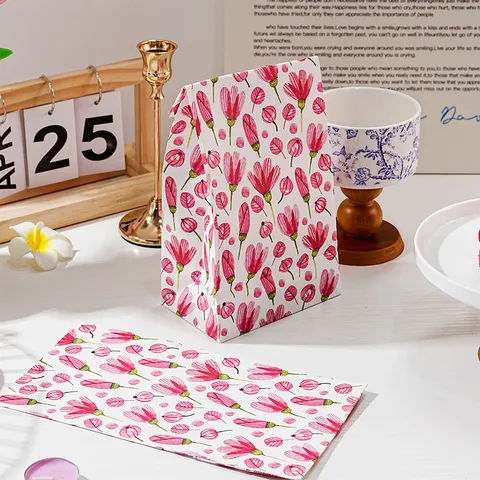 Bolsas de Regalo Frescas de Papel Ecológico Gran Capacidad Bolsillo Plano Bolsa de Embalaje para Dulces Patrón Floral Botánico Lunares Corazón Diario Pastelería Regalos Almacenamiento de Snacks Bolsa de Papel Sin Cintas Accesorios
