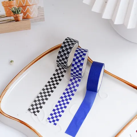 Frisch Schachbrettmuster Washi Tape Kleinblau Gitter Basic Dekorativ DIY Scrapbooking Schreibwaren Klebeband Für Tagebuch Maskierung Basteln