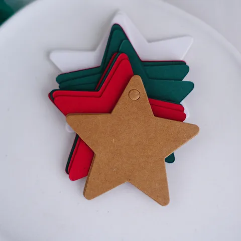 Kraftpapier Sternförmig Geschenkanhänger Blanko Lesezeichen Handgemachte Seife Hängendes Etikett Vorgestanztes Loch Basteln Zubehör Für Hochzeit Party Geburtstag Dekoration