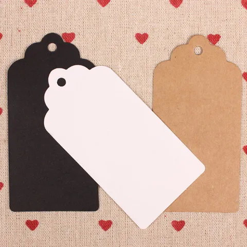 Vintage Blanko Kraftpapier Geschenkanhänger Gewellt Wellenrand Blumen Design Hängeetikett Nachricht Lesezeichen Für Bäckerei Hochzeit Geburtstag DIY Basteln Papierkarten