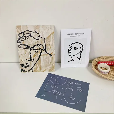 Modern Minimalist Abstract Line Portrait Art Prints Decorative Card Pack Wall Decor Aesthetics Poster Pack Background Photo Pack Home Art Painting Gift
