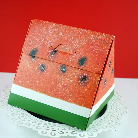 Boîte d'Emballage Cadeau Triangle Créative en Forme de Pastèque Boîte en Papier pour Pâtisserie Bonbons Biscuits