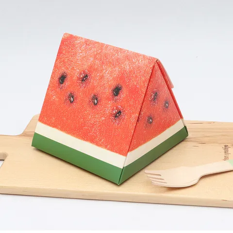 Boîte d'Emballage Cadeau Triangle Créative en Forme de Pastèque Boîte en Papier pour Pâtisserie Bonbons Biscuits