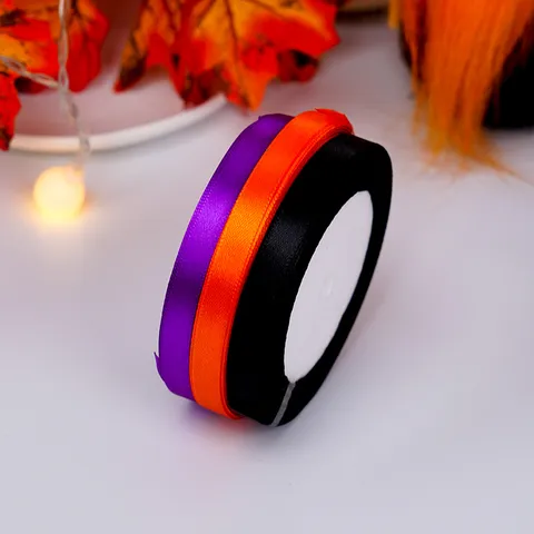 Nastro di Raso di Halloween Rotolo Nastro di Poliestere Per Confezione Regalo Decorazione Vacanza Festa Fai da Te Casa
