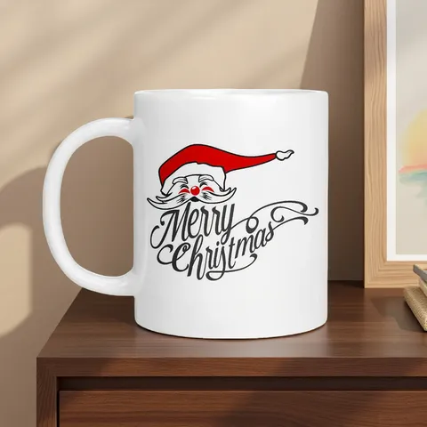 Christmas Bone China Mug Cartoon Santa Claus Printed Coffee Cup Holiday Ceramic Tea Milk Mug For Home Office Festive Gift