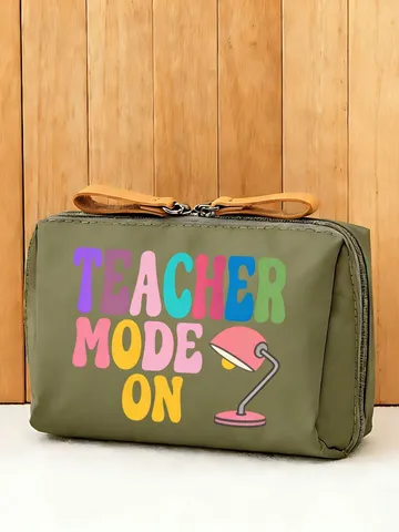 Koreanisch Minimalistisch Polyester Kosmetiktasche Tragbar Mehrere Fächer Kulturbeutel Bedruckt Aufbewahrungstasche Leder Reißverschlusslasche Damen